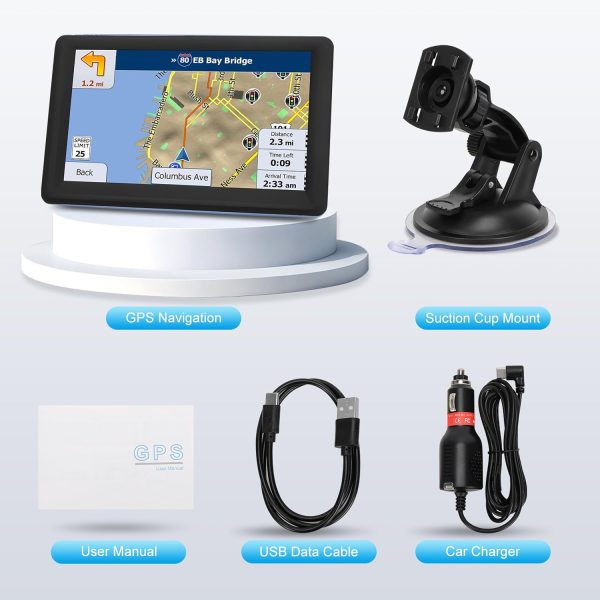 GPS Navigator for Car Truck RV, Latest 2025 Map, 7 inch Touch Screen Real Voice Spoken Turn-by-Turn Direction Reminding Navigation System for Cars, Vehicle GPS with Speed and Red Light Warning (Blue) - Image 5