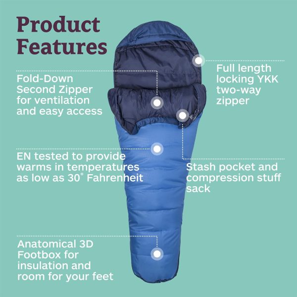 Marmot Men's Trestles 15° Sleeping Bag | Insulated, Water-Resistant, Left-Zip, Cobalt Blue/Blue Night, Long - Image 4