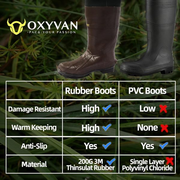 OXYVAN Duck Hunting Waders with 200G Rubber Boots Insulated,Neoprene Fishing Chest Waders for Men & Women - Image 4