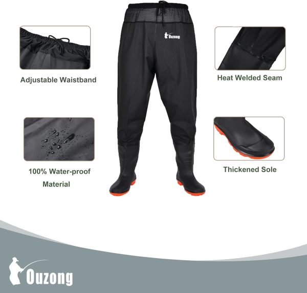 Waterproof Fishing Waist Waders Pants with Boots for Men and Women for Fishing Hunting outdoors - Image 2